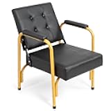 Winado Auto Recline Shampoo Chair, Portable Salon Barber Chair with Tilted Backrest, Heavy Duty Spa Beauty Equipment for Hair Stylists, Tattoo Artists, Cosmetologists, Gold