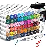 UPGREY Art Markers, Alcohol Based Markers Set of 60 Dual Tip Permanent Artist Drawing Marker Pens Highlighters with Bag for Professional Sketch Portrait Manga Drawing Illustration Sketching