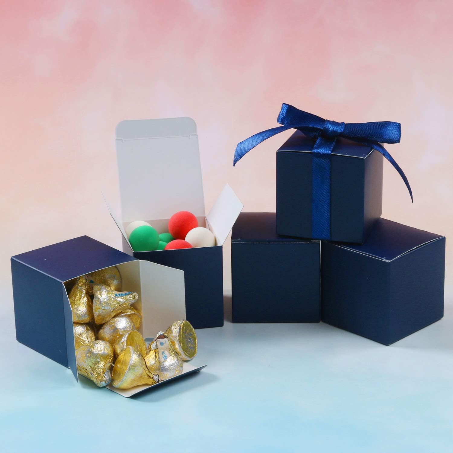 COTOPHER 60pcs Wedding Favor Boxes, 3x3x3 In Small Gift Box with Ribbons image 3