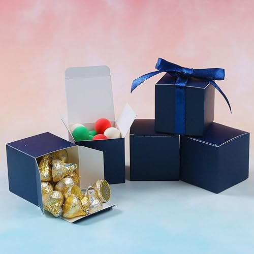 Miniatura 3 de COTOPHER 60 cajas de regalo pequeñas, cajas de recuerdos de 2 x 2 pulgadas, cajas de regalo de papel con cintas, caja de dulces para recuerdos de