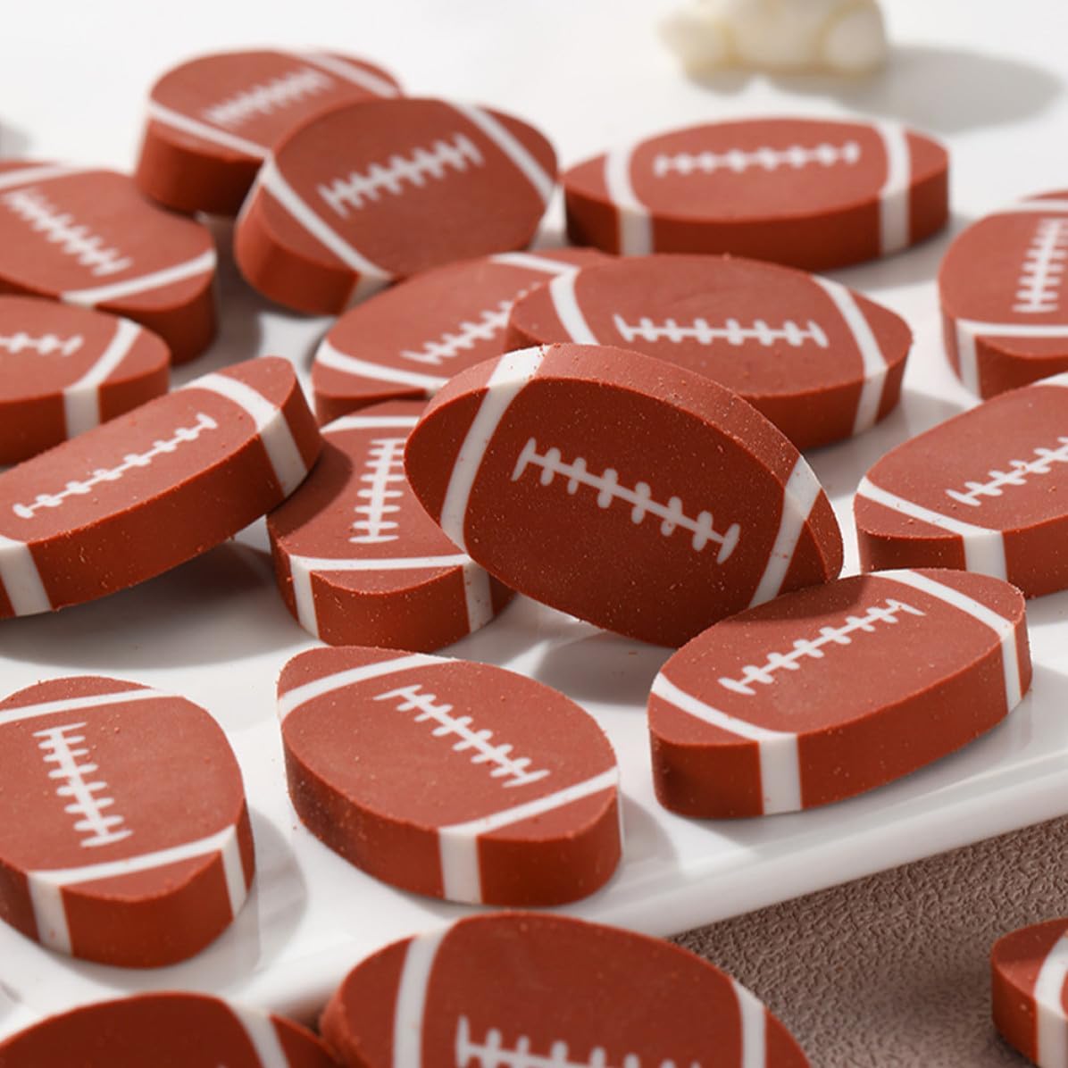 100pcs Cartoon Rugby Shaped TPR Pencil Eraser for Teens and Teachers