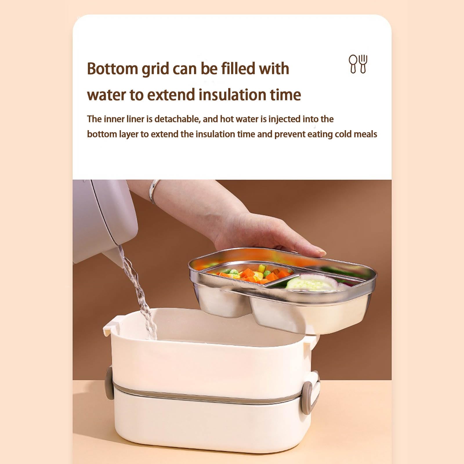 Caja de Almacenamiento de Alimentos Inoxidable con Flexible de Doble Gancho y Bolsa térmica para Transporte de Comidas frías y Calientes Caja de Comida Caliente Transportable