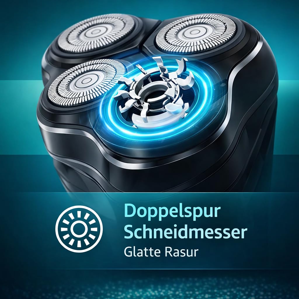 Oryzon Herrenrasierer V1 Pro, Rotationsrasierer mit effizientem Rotationsmotor & Pro-Scherkopf, für glatte Rasur im Alltag (Blau)