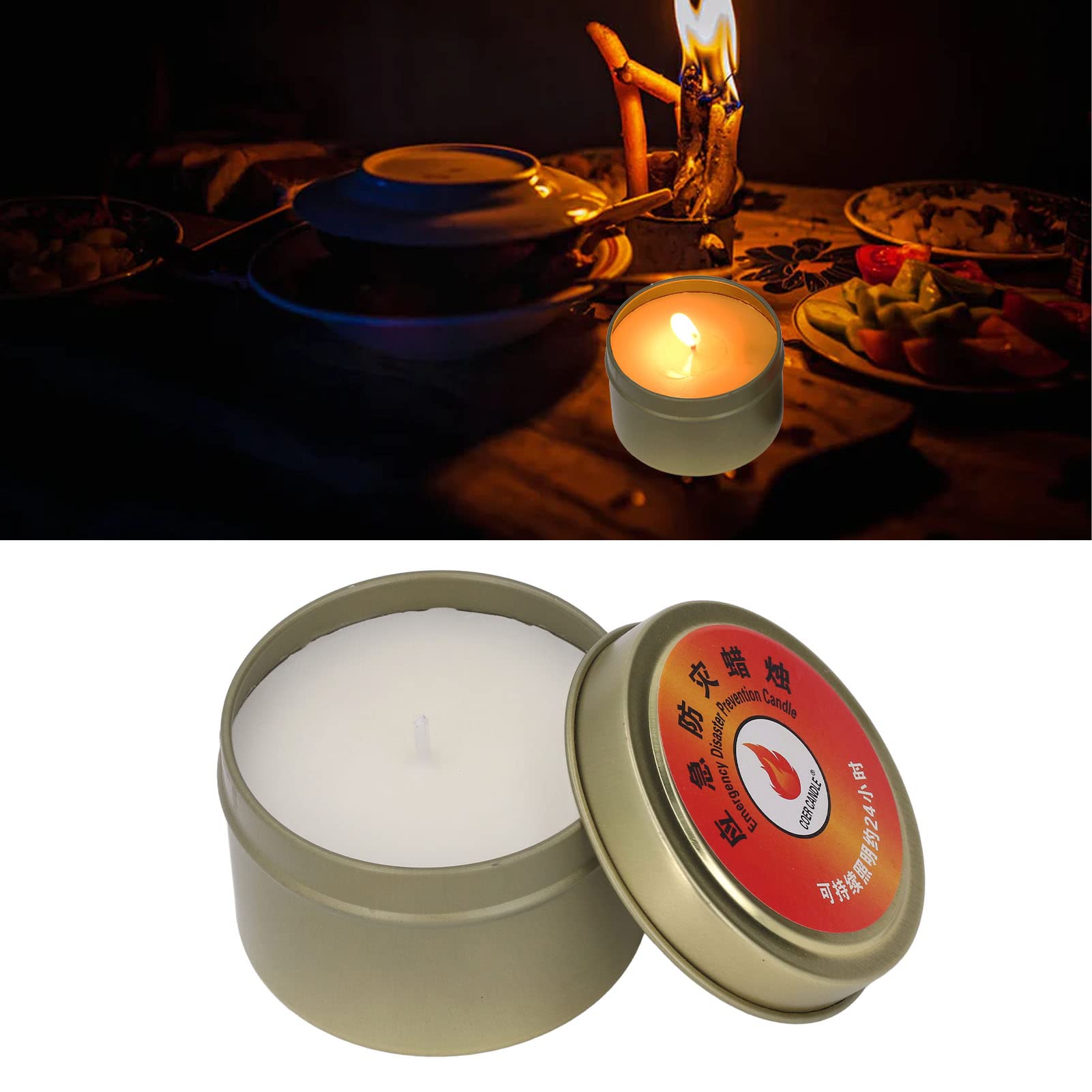 Survival Candle, 24 Hours Outdoor Survival Candle Scented Emergency Candle Long Lasting Emergency Candles Slow Burning Candle Jars for Storm, Camping, Home Power Outages