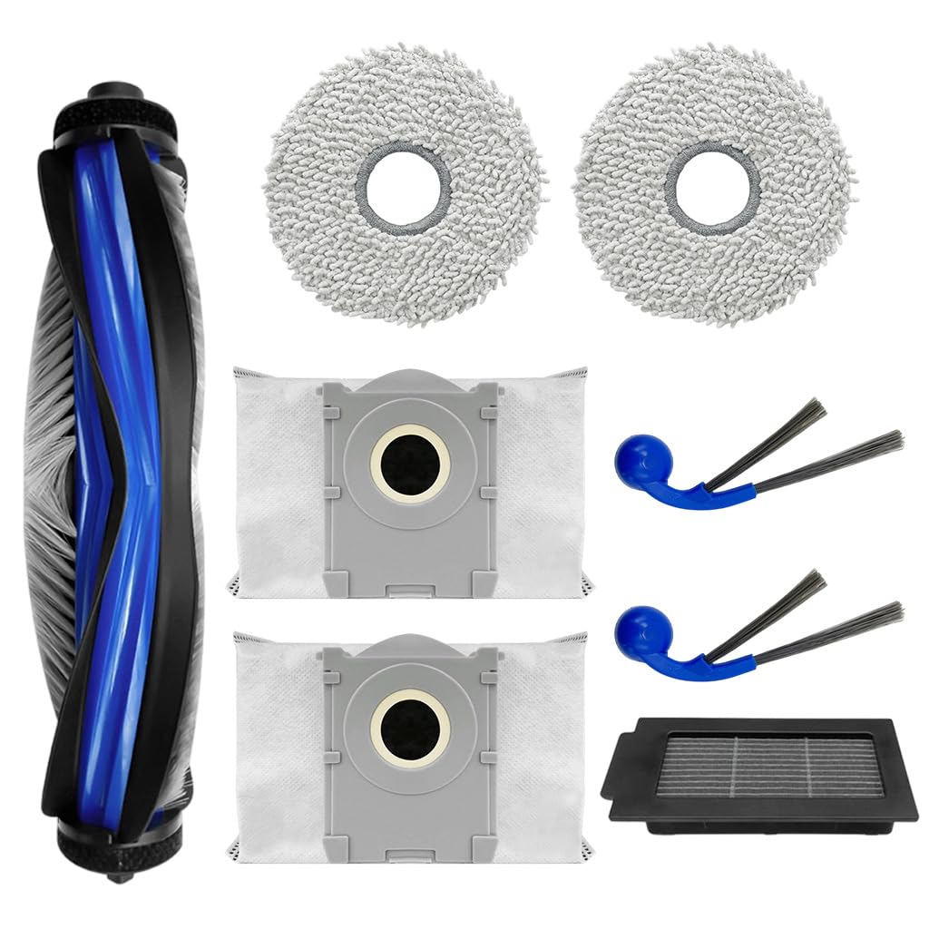 HASTHIP® Compatible with ECOVACS Deebot N50 PRO Omni, 9 Pieces Complete Robot Vacuum Spare Parts Set with Main Roller Brush, HEPA Filters, Side Brushes, Dust Bags & Washable Mop Pads-image-41