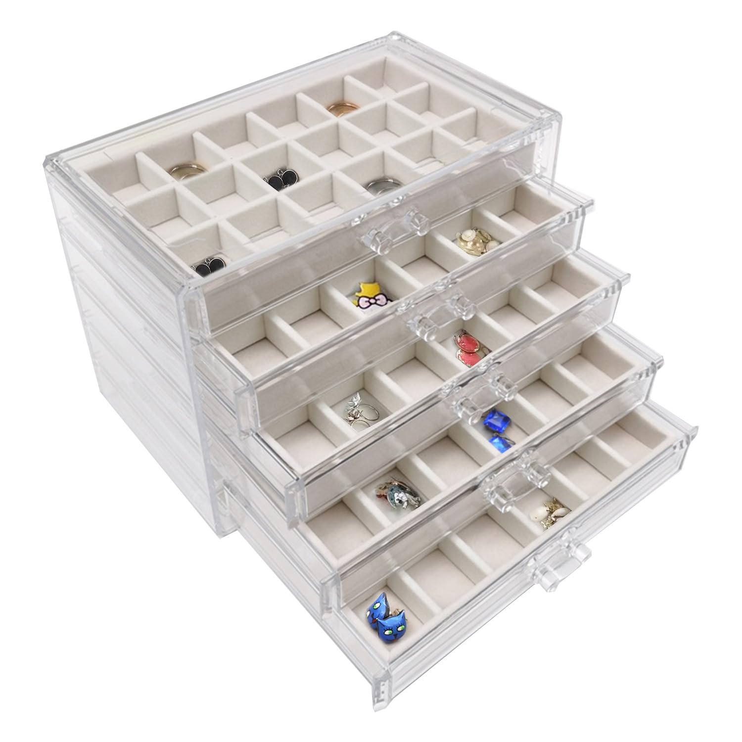 Boîte de rangement pour boucles d'oreilles, Boîte de rangement pour bijoux en acrylique avec plateaux en velours, Organisateur de rangement pour boucles d'oreilles Présentoir pour femmes et