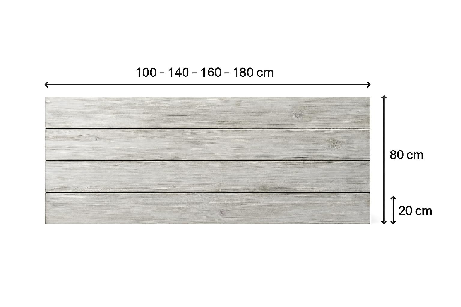 Cabecero Cama 150 y 160 cm Queen Size - Madera Maciza de Pino Estilo Nórdico - Hecho a Mano en España - Hiyori Blanco Envejecido
