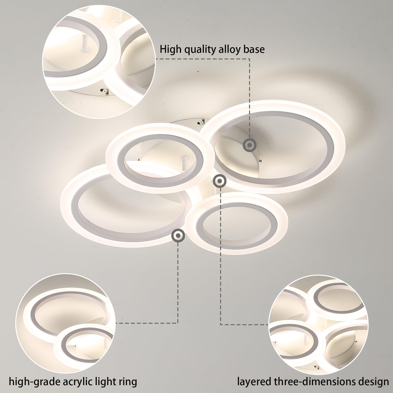 Nowoczesna Lampa Sufitowa LED Ściemniana Kreatywna Lampa Sufitowa Z Pilotem APP Oszczędzaj Energię Oświetlenie Sufitowe Biura Sypialnia Ochrona Oczu Lampy Sufitowe Salon Jadalnia