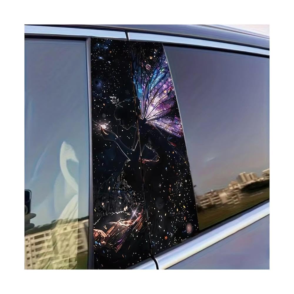 Dabhuoc One Color Car Parts 2 Pcs Car Door Pillar Decoration Sticker Starry Fairy Glossy Protective Polyethylene Film