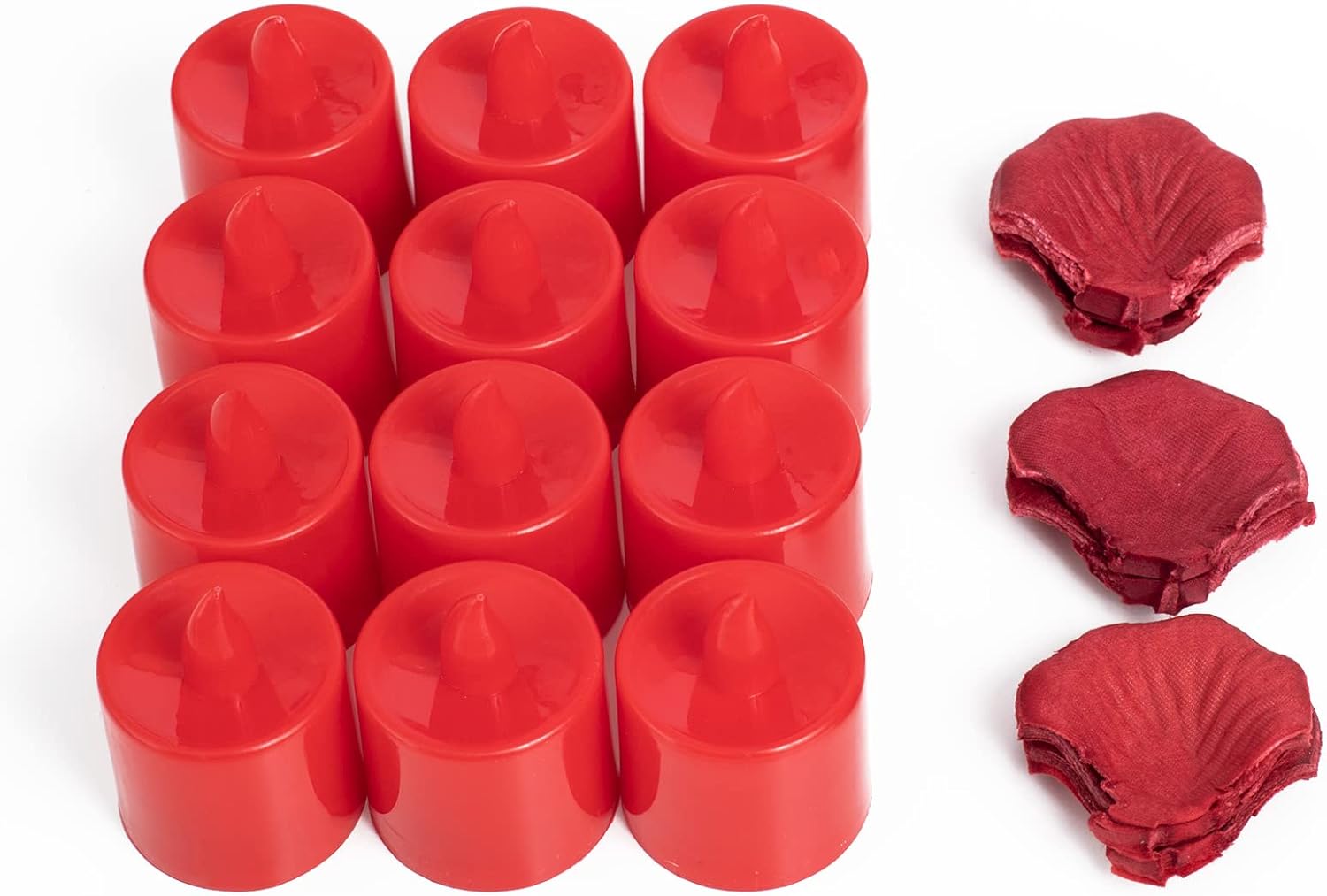 LANKER 12 Pack Red Flameless Led Tea Lights Candles, Flickering Long Lasting Battery Operated Electronic Fake Candles, Decorations for Wedding, Halloween and Festival Celebration (Red)