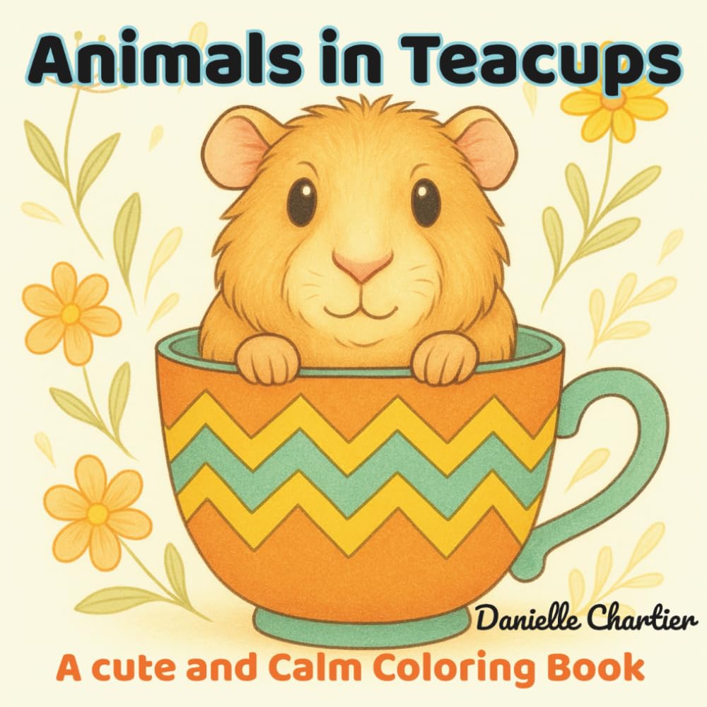 Animals in Teacups: A cute and Calm Coloring Book