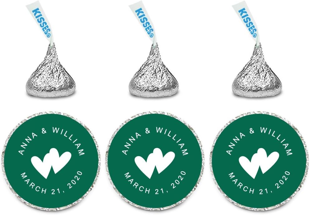 Andaz Press Personalized Wedding Chocolate Drop Labels, Round Bride Groom Names and Date, Fall Autumn Leaves, 240-Pack, Custom, for Kisses Party Favors