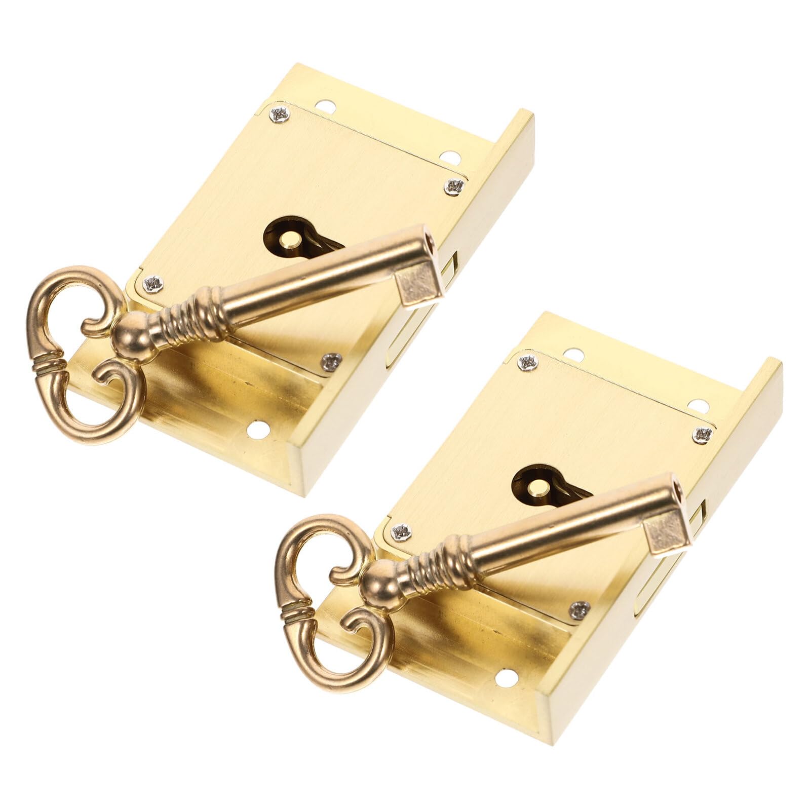 Ciieeo Lot de 2 sets de Serrures de Tiroir Vintage en Laiton Mat Brossé Serrure Décorative pour Meubles Armoire et Boîte à Bijoux avec Clé Quincaillerie Rétro pour Bureau Cuisine