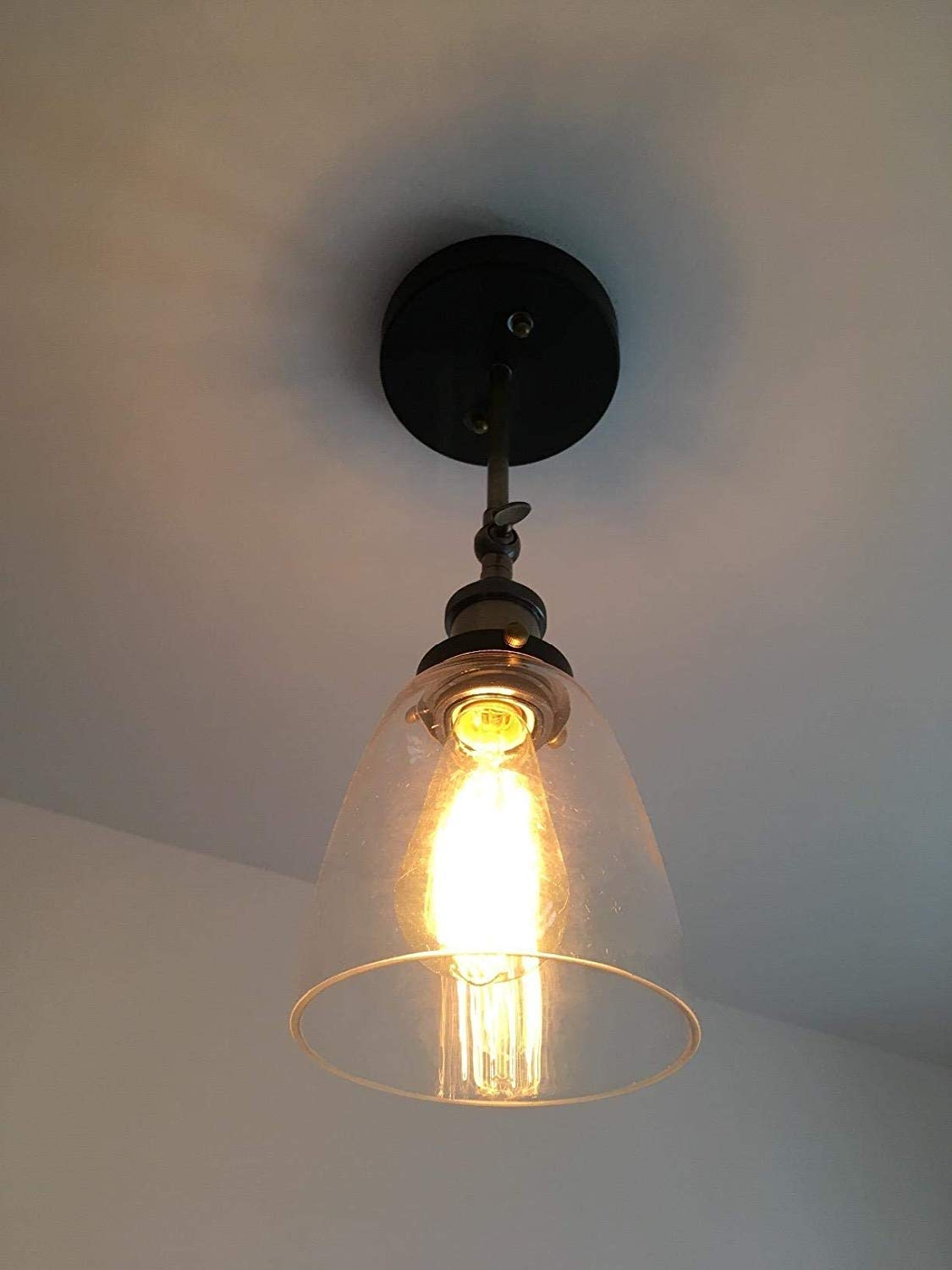 Applique da Parete Interno Vintage Lampada da Muro Parete Industriale Edison Retro Paralume in Vetro E27 40W (Senza Lampadina)
