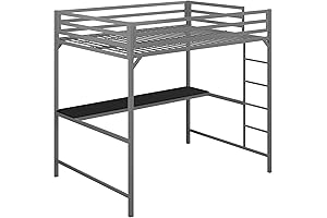 DHP 4308429 Miles Full Desk with Loft Bed in Silver Metal