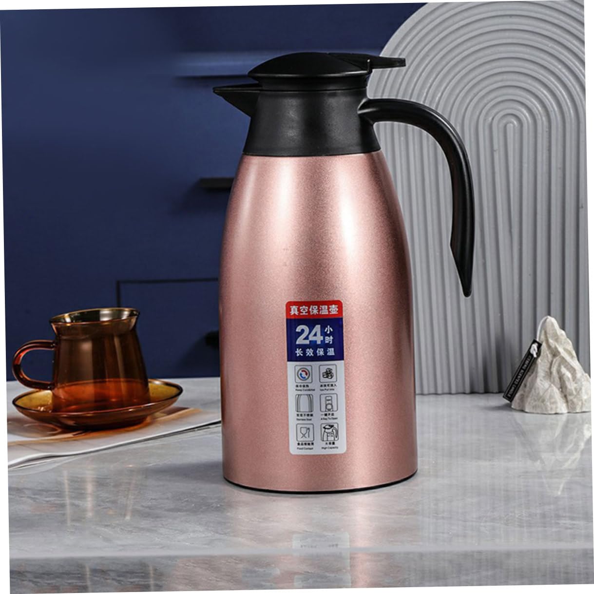 Isolierte Kaffeekanne Edelstahl 2L Thermoskanne mit Vakuum Doppelwand Großer Wasserkrug für Kaffee Tee Bpa Frei Langanhaltende Wärme für Zuhause und Büro