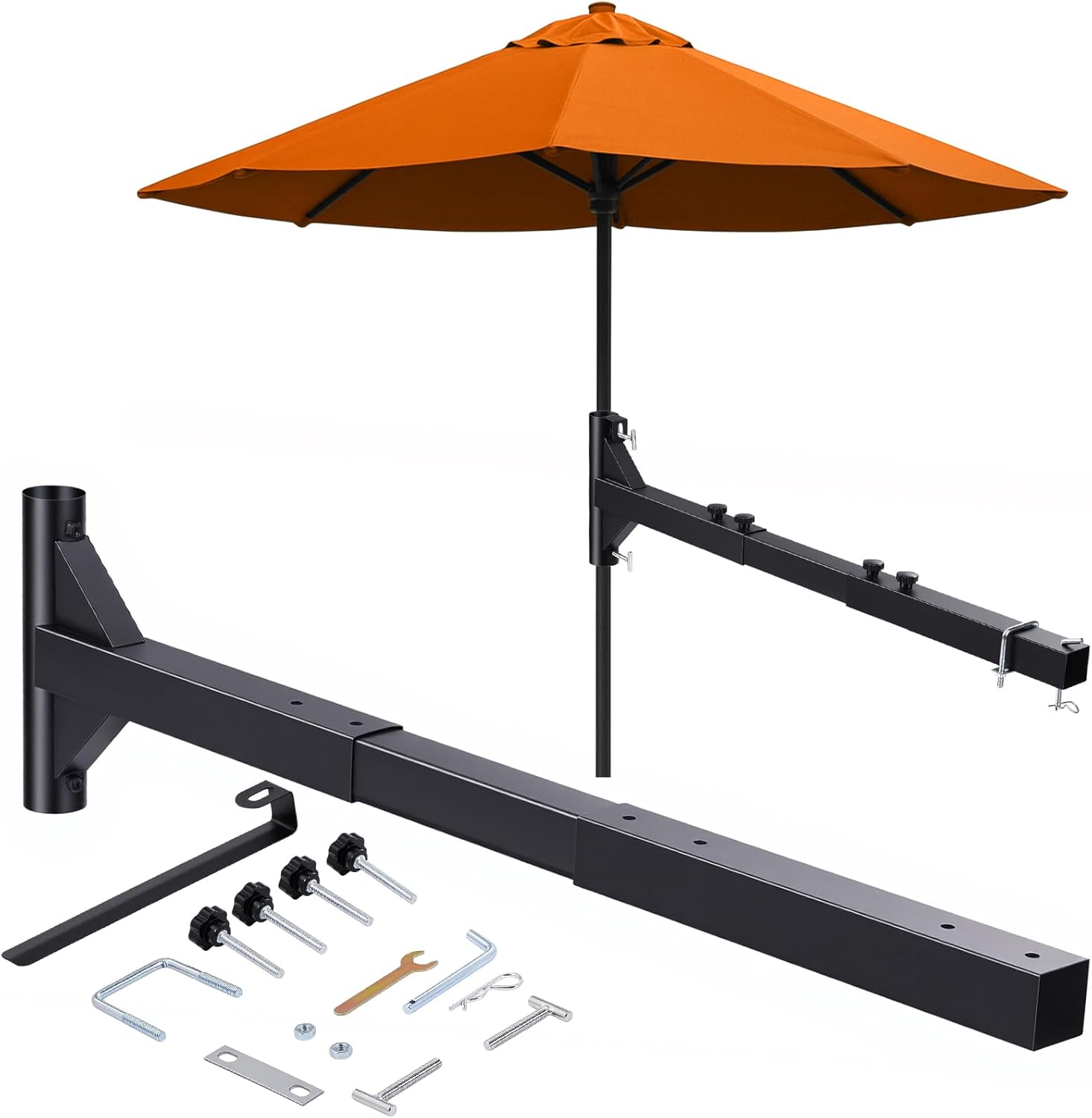 Heavy Duty Hitch Mount Umbrella Holder Adjustable Length Umbrella Holder Fits 1" to 2" Poles Mount Umbrellas Stand for Large Patio & Outdoor Umbrellas, Tailgates, Camping, Outdoor Gathering