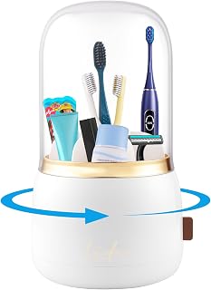 Toothbrush Holders for Bathrooms, Rotating 7-Slot Bathroom Organizer Countertop, Kids Electric Tooth Brush Toothpaste Holder Bathroom Counter Stand Vanity Makeup Brushes Holder