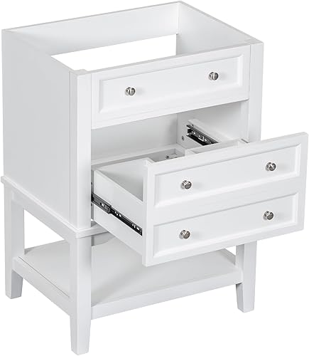 Miniatura 3 de LZ LEISURE ZONE Mueble de baño de 24 pulgadas sin fregadero, solo base, marco de madera maciza, armario de almacenamiento de baño con cajón y