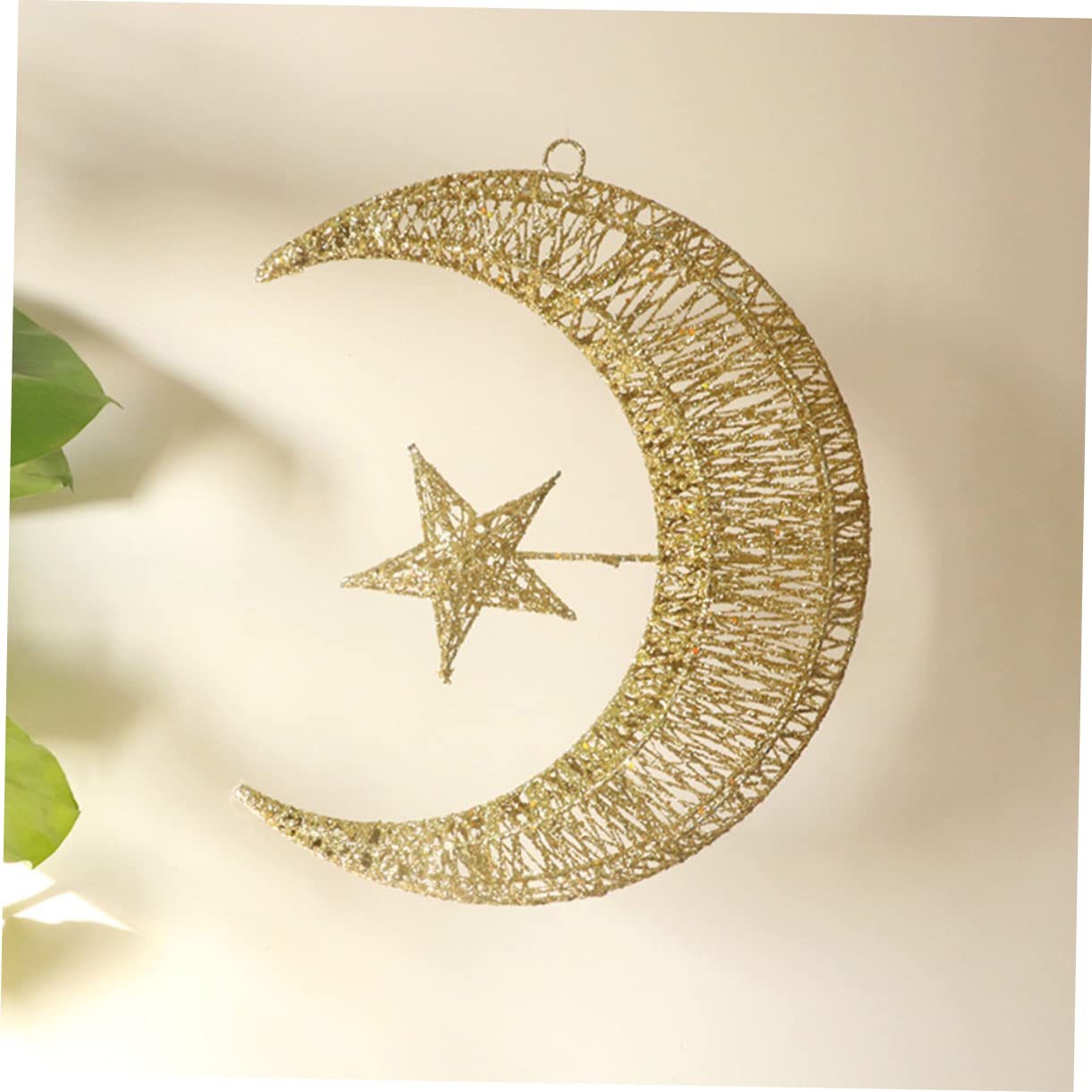 Alipis Star and Moon Ornament Christmas Ornaments Garland Decor Decorative Wall Sculpture Moon and Star Ornament Iron Moon Wall Decor Home Decor Moon Decor Wreath Glitter Powder