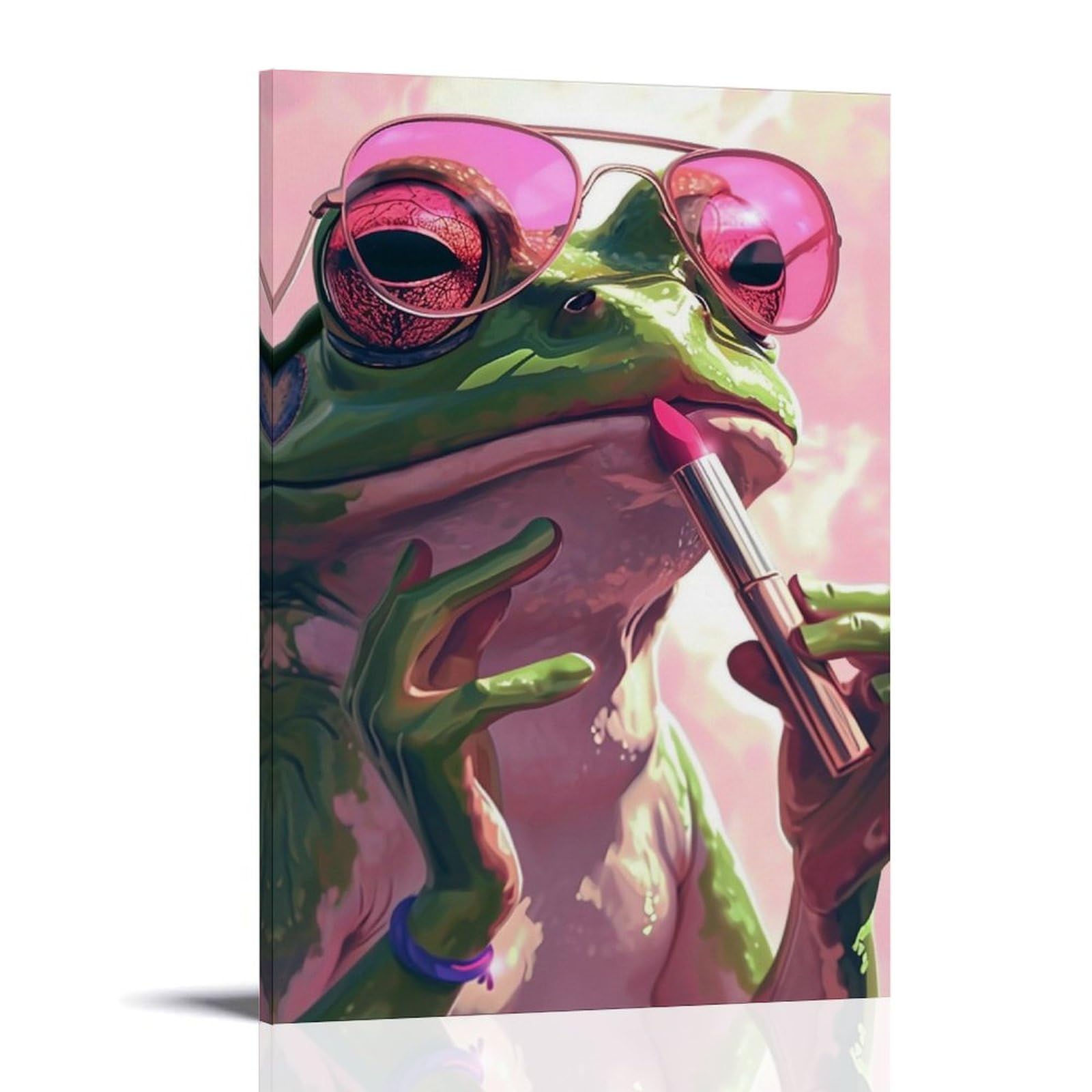 Amazon.com: Female Frog Canvas Painting Wall Art Putting on A