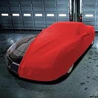 Vista 6 de WinPower Funda para automóvil deportivo de interior de 177 a 189 pulgadas, elástica, a prueba de polvo, cubierta completa para automóvil Rojo