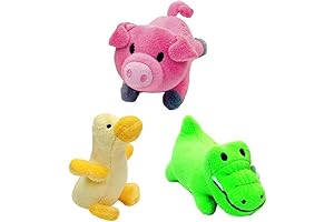 Li'l Pals Interactive Plush Small Size Squeaker Toy 3 Shape Variety Bundle:...