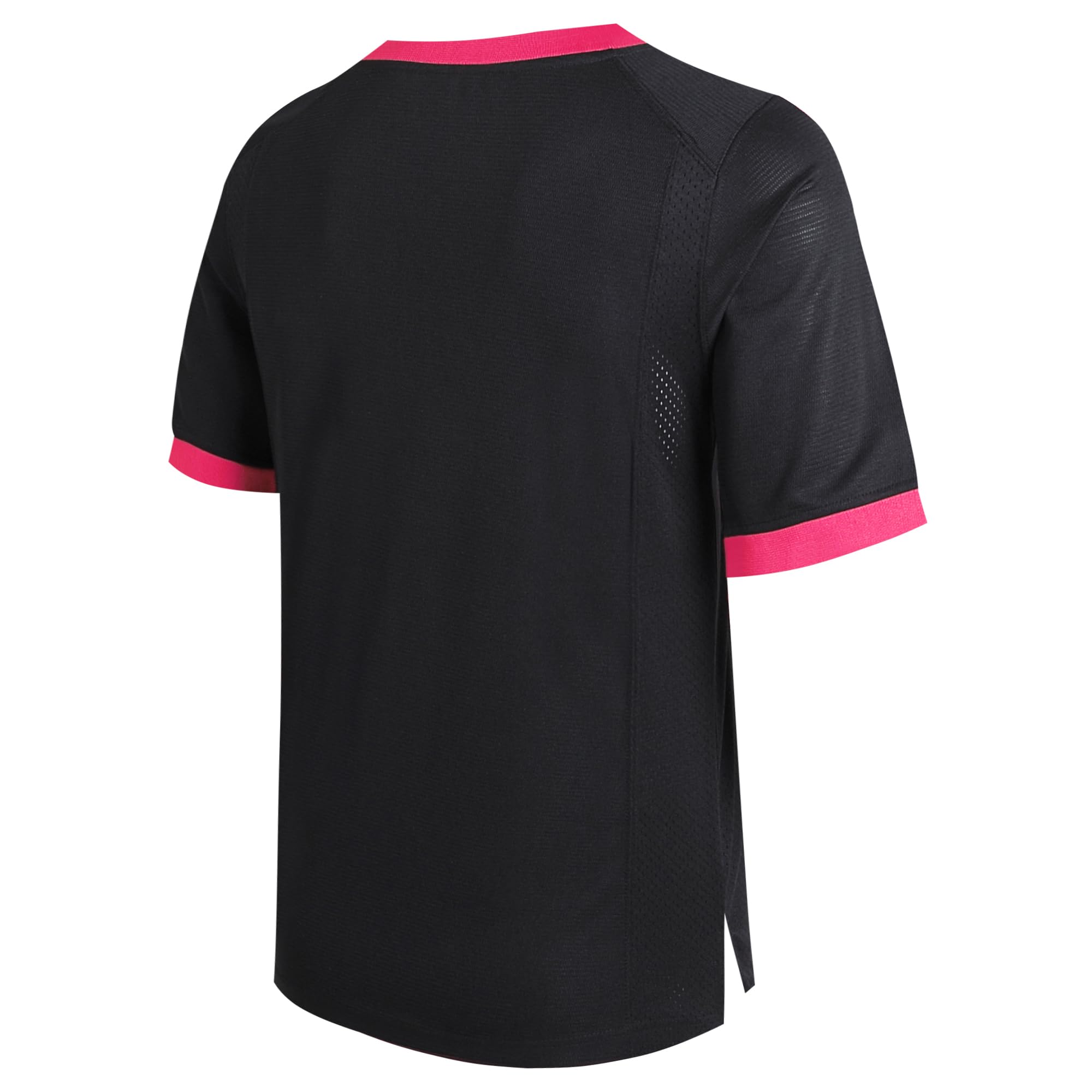 DEHANER Black Rugby Jerseys for Men Women Dad Mom Workout Mesh Tops Sports Uniforms Athletic T-Shirt Training Outfits Pink Neck-Black Jersey,Men Size Large