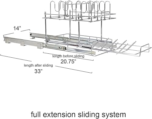 Vista 167 de Household Essentials Glidez - Organizador multiusos de acero cromado extraíble y deslizante para utensilios de cocina y utensilios para hornear