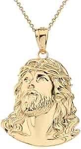 キリストの顔 メタルペンダント Amazon | ファッション 14k ゴールド ジーザス・キリストの顔 聖書