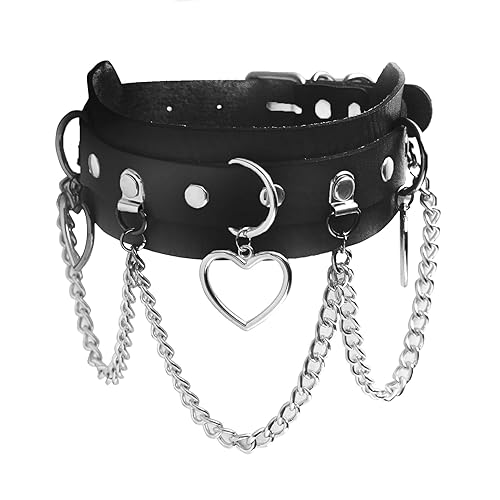 Manfnee Cool Punk Gothic Collar for Women and Men Black PU Leather Vingate Necklace Adjustable - H:1pcs