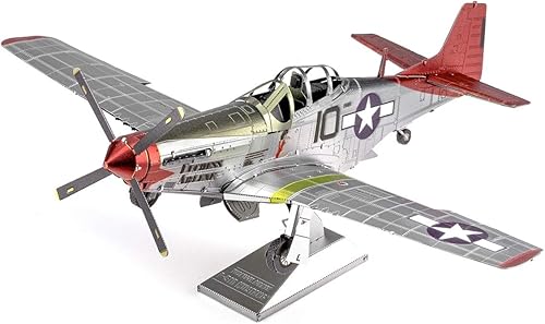 Miniatura 3 de Metal Earth Fascinations Premium Series Tuskegee Airmen P-51D Mustang Red Tail 3D Kit de modelo de metal con pinzas