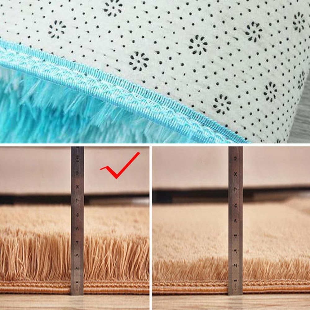 Oval Soft Silkly Plush Carpet Home Decor Living Room Sofa Coffee Table Floor Rug Girl Bedroom Foot Mat Balcony Cushion,Rose Red,50X80cm(19.6x31.5in)
