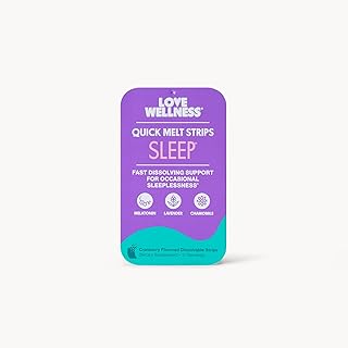 Love Wellness Sleep* Quick Melt Strips - Fast-Dissolving Sleep Support with Melatonin and Calming Botanicals - Promotes Restful Sleep* - No Water Needed - Vegan and Sugar-Free - 32 Strips