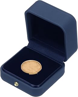 PATIKIL Coin Display Box, Coin Presentation Display Box Coin Box Coin Case with Coin Holder Fit 30mm Coin for Silver Dollar Collectors, Blue
