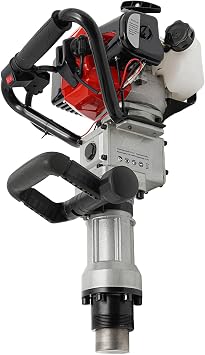 32.7CC 2-Stroke Gas-Powered Post Driver 1000W/7000RPM Gasoline T Post Driver Pile Fence Digger with 2 Piling Sleeves Single Cylinder Air Cooling Hand Pull Start for Gardening Agricultural Piling