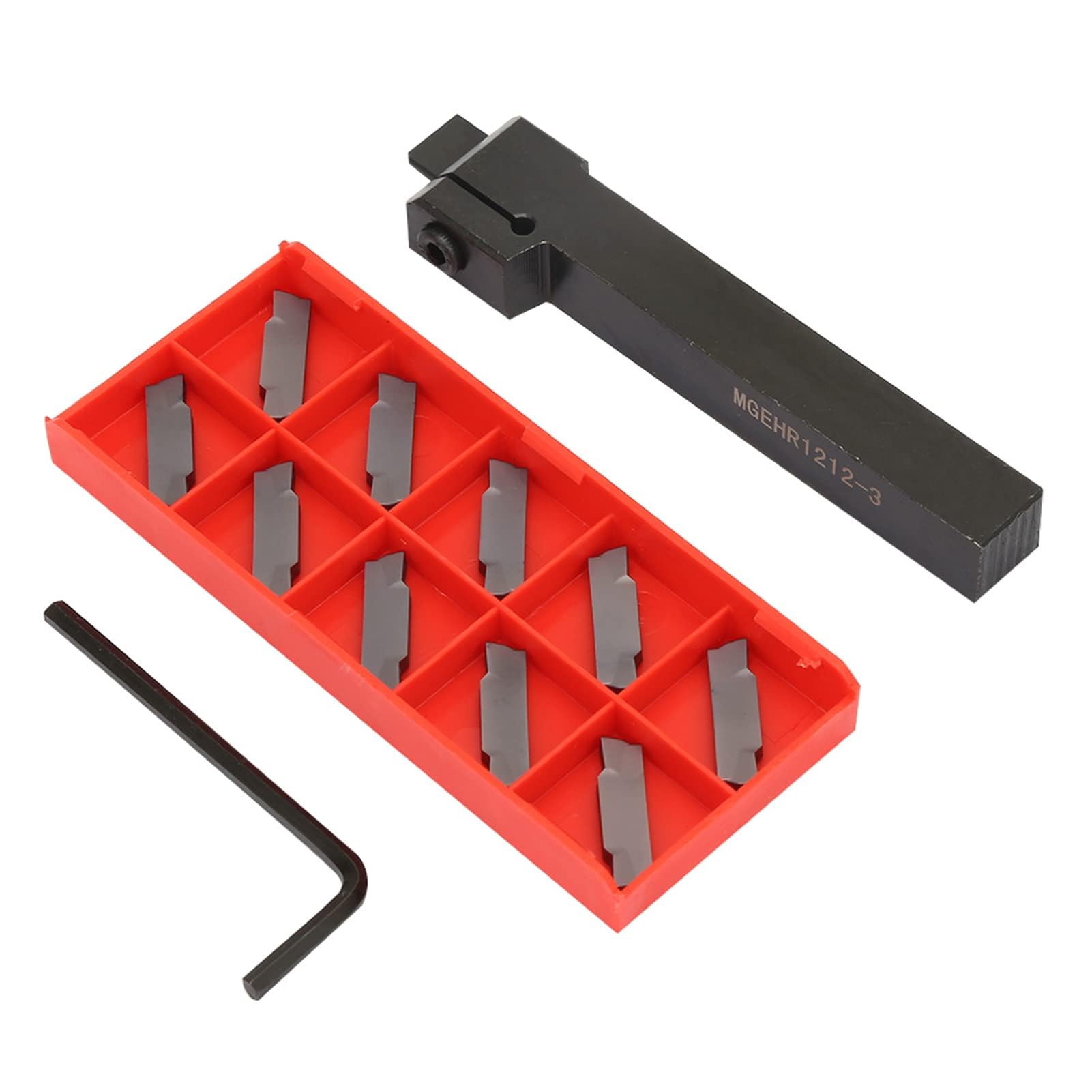 MGEHR1212-3 Portaherramientas de Corte de Ranurado de Torno con 10 Piezas de Insertos de 12x12 Mm