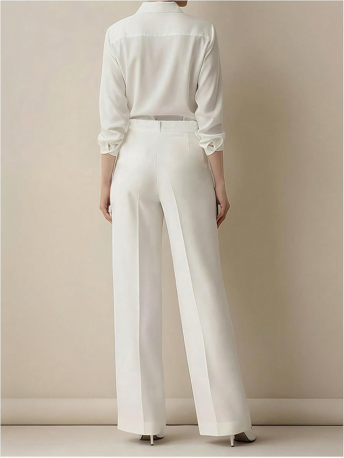 GORGLITTER Women's Pleated High Waisted Dress Pants Trousers Dressy Wide Leg Straight Business Casual Work Slacks Pants - Image 2