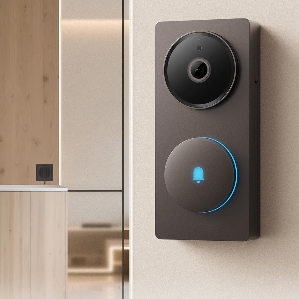 Timbre inalámbrico para el hogar con Videos de definición Ultras y cámara de Timbre ABS con Lente Gran, Negro grisáceo
