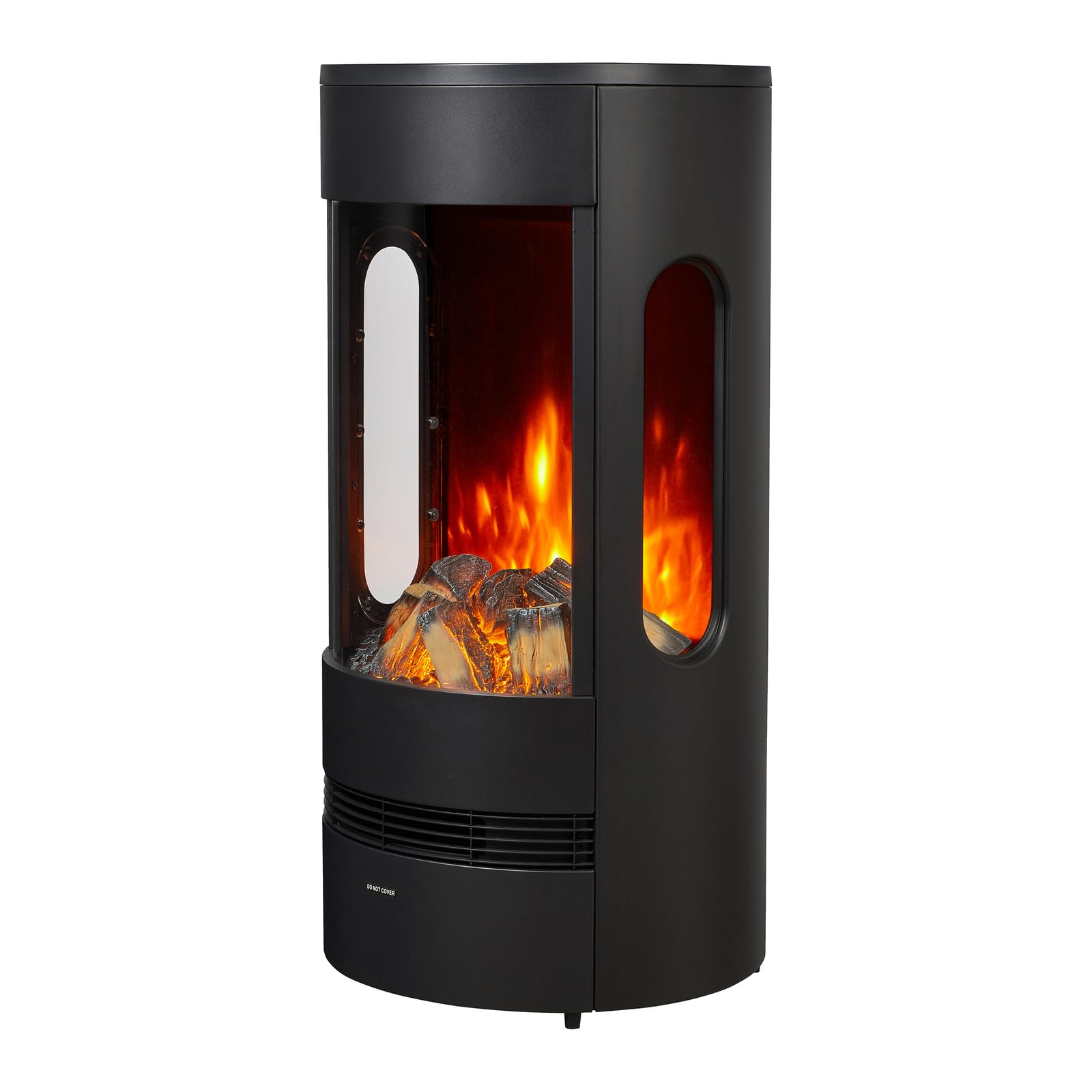 Glow Fire Kominek elektryczny z realistycznym ogniem LED 3D – stojący kominek elektryczny z ogrzewaniem i ogniem kominkowym, efekt trzaskania, sterowanie aplikacją i timer, maks. 2000 W, 47,5 x 86,5 x