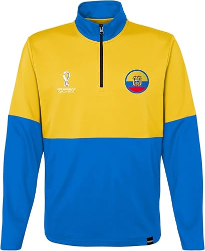 Outerstuff FIFA World Cup Country 1/4 Zip Top Pull Sweater, Bleu doré, S Homme