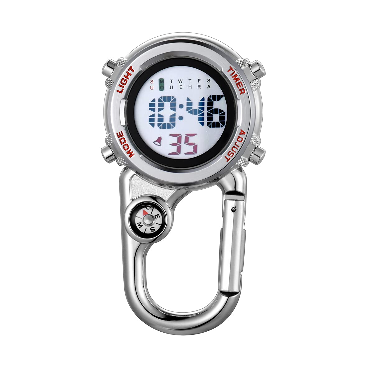 JewelryWe Clip on Digital Watch Carabiner Fob Watches for Nurses Chefs