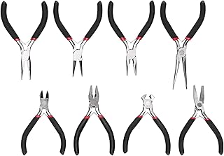 8 Pcs Jewelry Pliers Jewelry Making Pliers Tools Included End Cutting, Diagonal Cutting, Wire Cutter, Bent, Round, Flat & Needle Nose Pliers for Jewelry Repair, Wire Wrapping, Jewelry Making Supplies