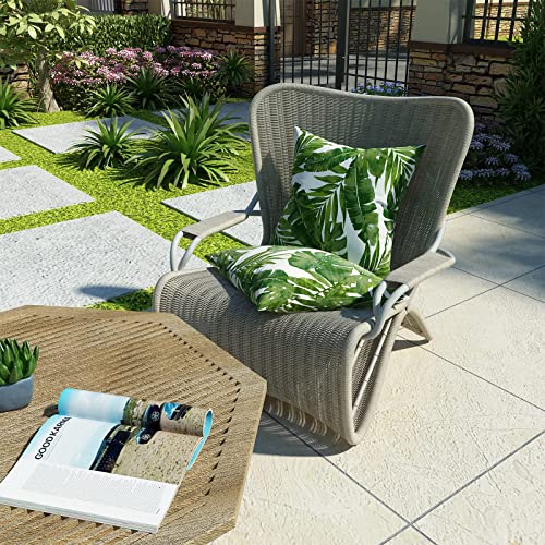 Lvtxiii Outdoor Accent Patio Toss Pillow Covers, Covers Only Tropical Throw Pillow Case Sham, Square Cushion Covers For Indoor Outdoor Use 2 Pack, 18” X18” – Palm Green #TOP4