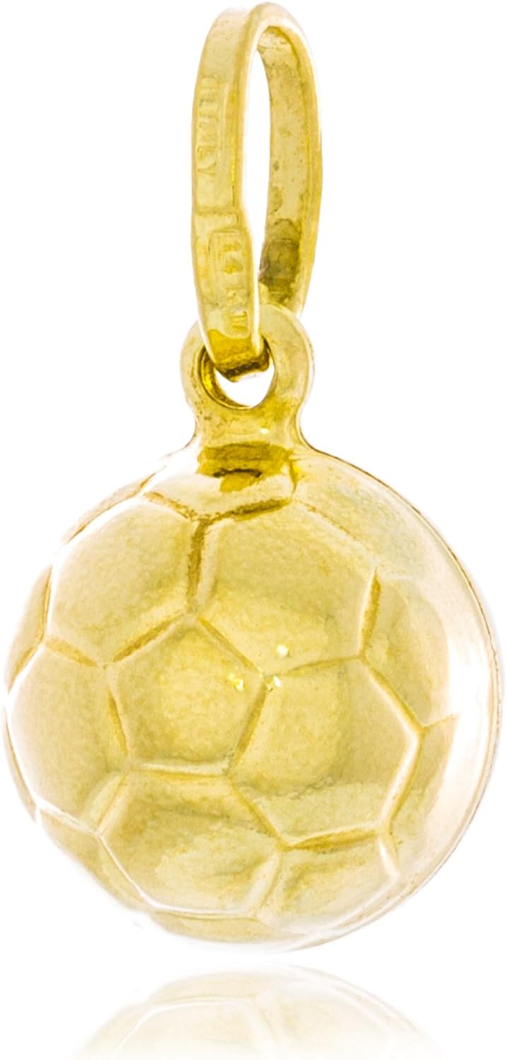 Solid Gold Soccer Ball Charm Hollow Pendant Made in Italy