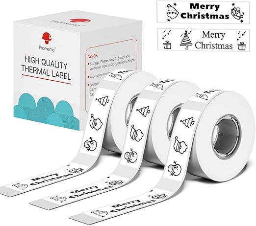 Phomemo Labels D30 Label Tape, Print Master Labels Refill Smart Mini Label Maker Refill D30 D35 Black on White Sticker Thermal Paper Self-Adhesive, 12 x 40 mm (0.47 x 1.57 Inch) 160 Tapes/Roll, 3-Roll
