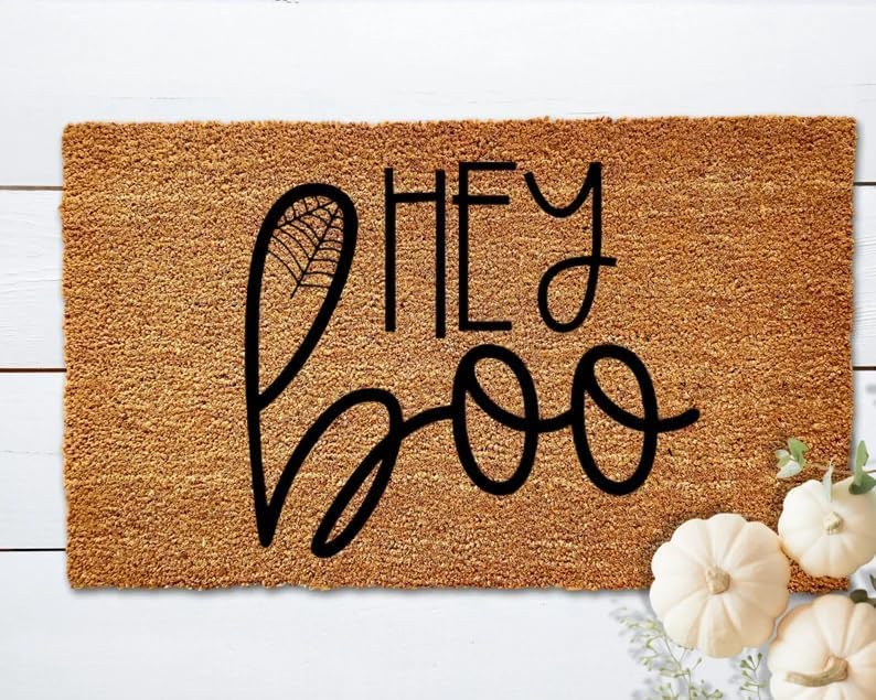 Hey Boo Welcome Mat Welcome Mat Front Doormat Indoor Outdoor Door...