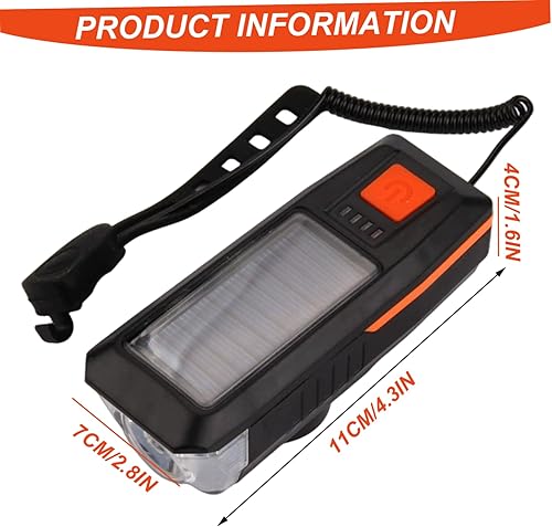 Miniatura 2 de Luz delantera para bicicleta, luces USB y luz solar recargable frontal con bocina súper brillante impermeable 3 modos de linterna para ciclismo