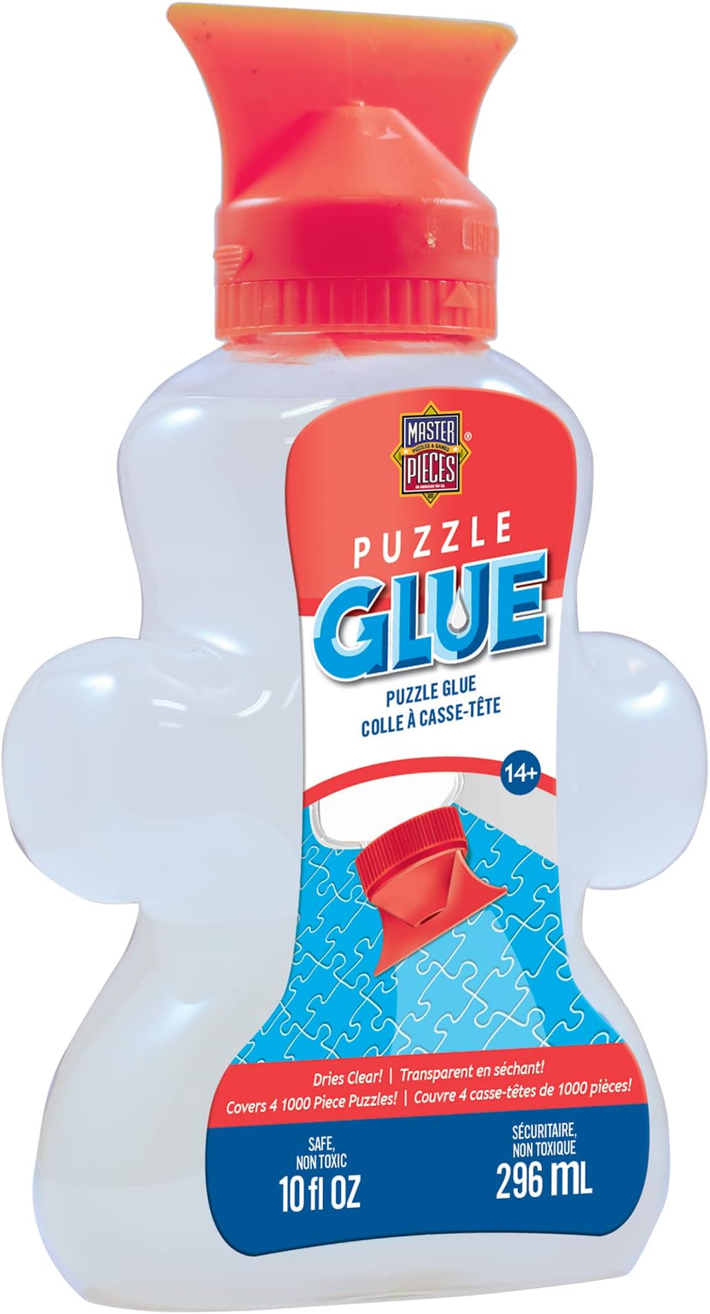 Jigsaw Puzzle Glue Bottle with Swivel Spreader Cap, 10oz - Clear