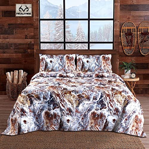 Visi-One Realtree Aspect Camouflage Bed Sheets - 4 Piece Camo Bedding Queen - Premium 100% Cotton Super Soft Water Camo Sheet Set - Machine Washable Outdoor Bedding Set (Queen Size), Brown #TOP19